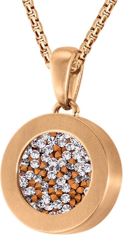 Quiges 12mm Mini Munt Hanger Rosékleurig RVS Mat met Zirkonia Transparant Munt en met Anker Ketting 42-46cm