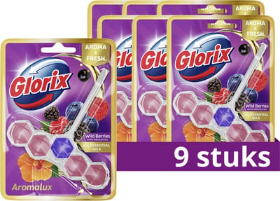 Glorix - WC blokjes - Wild Berries & Hibiscus Oil - 9 Stuks - Voordeelverpakking