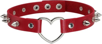 Gothic Punk Rock Stijl Faux Leren Choker met Verstelbare Spijkers en Metalen Basis voor een Unieke Look