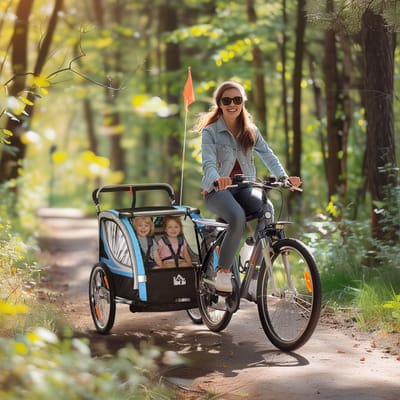 HOMCOM fietskar - met tas - voor kinderen - 142 x 75 x 101 cm - geel
