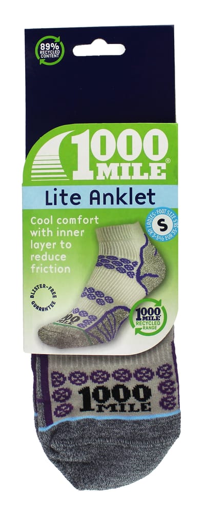 1000 Mile - Dames Lite Enkelkousen Dubbele Laag Hardloopsokken - Zilver / Koninklijk Blauw