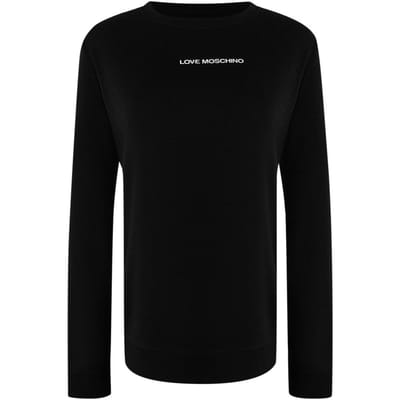 Love Moschino Unisex Sweatshirt met lange mouwen en klein logo voor volwassenen (Zwart)
