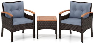Balkonset 2 personen - Tuinset - Bistroset - Gemengd Bruin - Weerbestendig - 3 delig - Tuintafel en 2 stoelen - 2 personen - Metaal