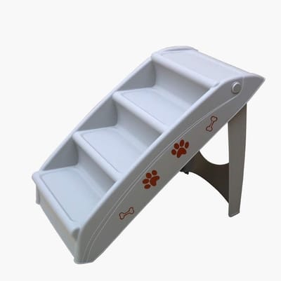 Huisdier Trappetje - Hondenladder Opvouwbaar - Huisdieren Hulp - 4 Bruine Pluche Treden - 38x58x50 cm - Bruin