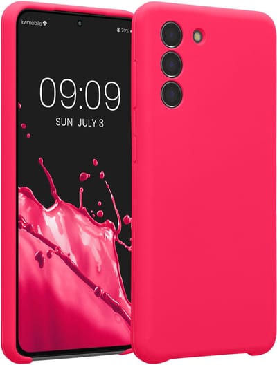 kwmobile Case Compatible with Samsung Galaxy S21 Case - Slim TPU Silicone Phone Cover - Soft Touch Finish - Neon Pink