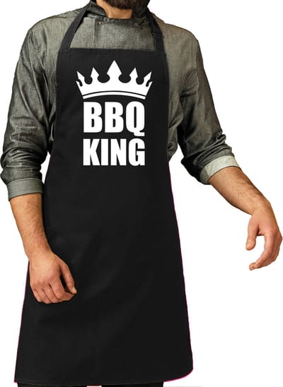 Barbecueschort - BBQ King - zwart - voor heren - Barbecue keuken schort - Cadeau - Vaderdag