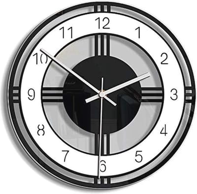 Stille Wandklok 28 cm - Niet-Tikkende Acryl Ronde Klok voor L woonkamer, Slaapkamer, Keuken en Kantoor
