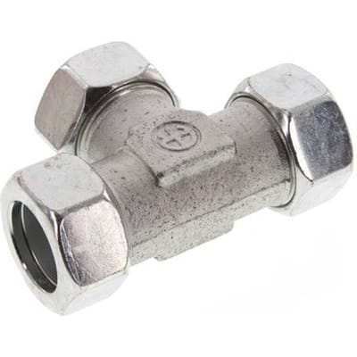28L Verzinkt Stalen T-stuk Snijring 160 Bar DIN 2353 - FL3T-C-EZ-28-L