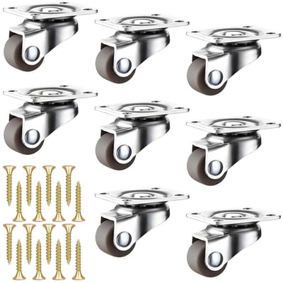 8 Stuks 12mm Meubelwieltjes klein, 360 Graden Zwenkwielen Set, Kleine Zwenkwielen, Meubel Universele Rubberwielen Met Schroeven, Geruisloos Wielen voor Kleine Meubels, Tafel, Kast, Opbergdoos, Wagen