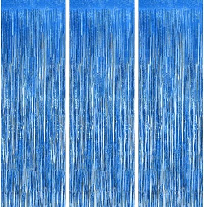 Gordijnen met franjes 3 stuks - metallic klatergoud folie - glinsterend - feestdecoratie voor verjaardag - ShopVlot