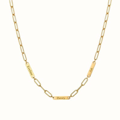 Schakelketting met 3 Namen Goud
