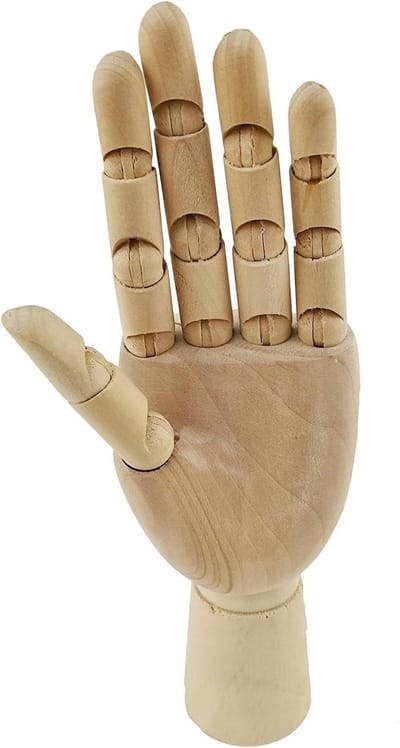 Verstelbaar houten handmodel voor kunstenaars - Mannequin voor schetsen, tekenen en sieradenpresentatie (rechts)