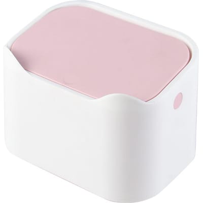 Desktop Prullenbak Afneembaar Draagbaar Klein Tafel Afvalbakje met Deksel voor Slaapkamer Woonkamer Kantoor white