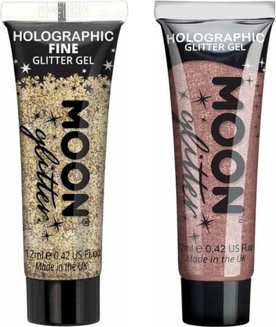 Moon Creations Glittergel fijn set - voor lichaam en gezicht - goud en rose goud