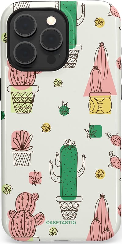 Casetastic Hoesje Geschikt voor Apple iPhone 15 Pro Max Magsafe - Stijlvolle Beschermende Duo-layer Case - Vrolijke cactus