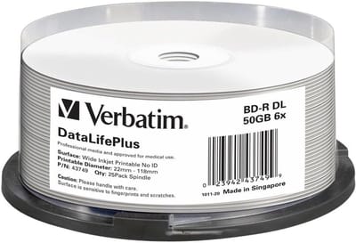 Blu-Ray Disc 50 GB opnamebare schijven, bedrukbaar oppervlak, 6x snelheid, 25 stuks