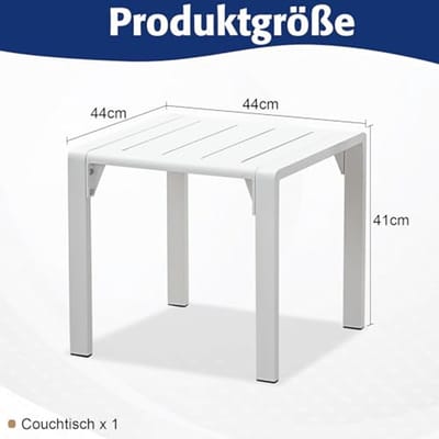 Bijzettafel voor buiten - 44 x 44 x 41 cm, aluminium, weerbestendig, ideaal voor tuin, balkon en terras