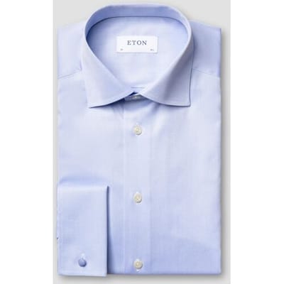 Eton Overhemd Rich Cotton Uni Signature Twill French Cuffs Licht Blauw / male