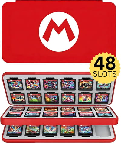 Xainy – Card case XXL rood geschikt voor Nintendo Switch & Switch 2 games | Switch-games opberghoes accessoires | Spellen game hoes houder | Opberg travel box / opbergbox voor OLED / Lite consoles | Beschermhoes 48 card slots