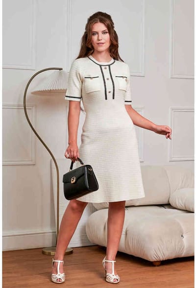 Banned - Davina Korte jurk - M - Creme