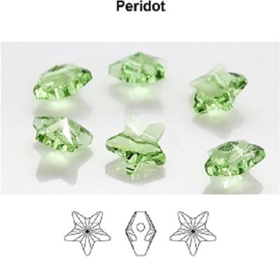 Swarovski Elements, 18 stuks Swarovski sterkralen, 8mm, peridot, 5714