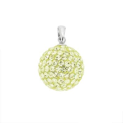 Blinx Jewels Zilveren Hanger Lichtgele Bol Steentjes Strass