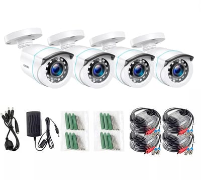 Beveiligingscamera - Draadloze Camera - Camerabewaking - Buiten Camera met Nachtzicht - 1080P Full HD - 4 Stuks Bullet Outdoor & Indoor - IP66 Weerbestendig - Wit