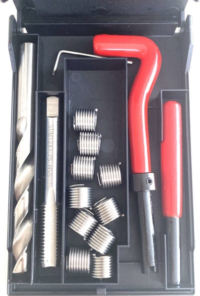 15-delig Schroefdraad reparatie set met Helicoil stuks - Schroefdraad reparatieset - Metrisch - RVS draadbussen - HSS spiraalboor - HSS draadtap - Montage hulpstuk - Tappenbreker - Inbussleutel - M12x1.75