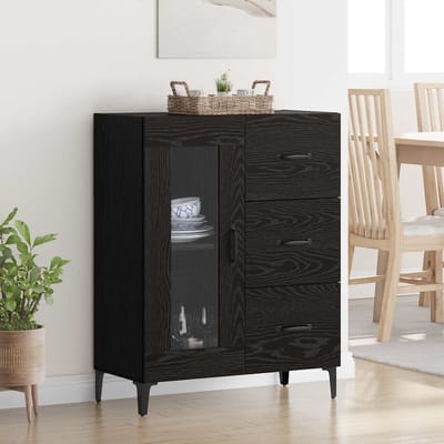 vidaXL - Dressoir - met - lade - Zwart - Eiken - 69,5 - x - 34 - x - 90 - cm