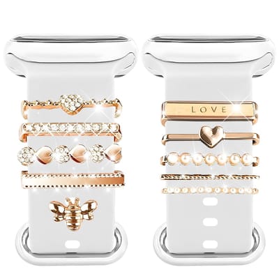 Dailygoody - Horlogebandje Charms - Metalen versiering - 22 millimeter - Charms Armband - Geschikt voor Apple Watch - 10 betoveringen