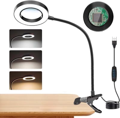 Vergrootglas met Licht en Standaard, 5 Stuks, Dimbare LED Loupe met 3 Kleurmodi