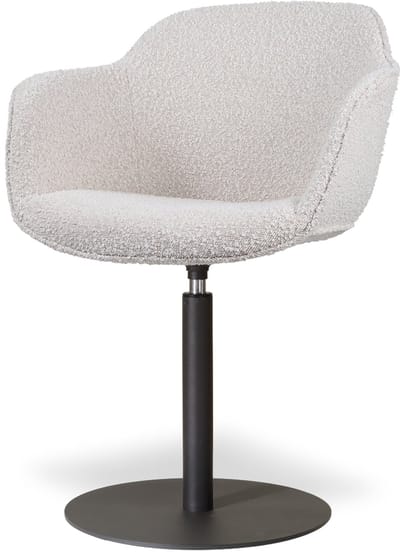 Nolon Niva-Mare Draaibare Tulp Eetkamerstoel Bouclé Beige - Mat Zwart Onderstel - Comfortabel - Scandinavisch
