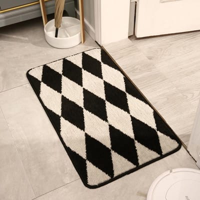 Recht haar Geometrisch Polypropyleen Binnen Stofverwijderingsmat Huishouden Deur Deur Slijtvast Vuilafstotend Antislipmat 43x76cm black