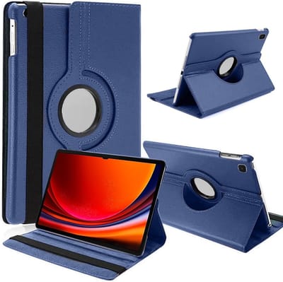Hoes Geschikt voor Samsung Galaxy Tab S9 Plus / S9 FE Plus hoes Donker Blauw – Hoes Geschikt voor Samsung Galaxy Tab S9 Plus / S9 FE Plus tablet hoes – 360° draaibaar bookcase - Ntech