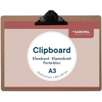 Europel Klembord - Clipboard - Hout - A3 liggend - 42 x 29,7 cm - 12 stuks