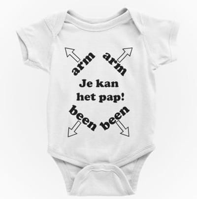 Passie voor Stickers Baby rompertjes met tekst: Arm been je kan het pap  50/56