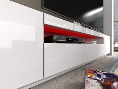 Lowboard 200 cm met LED-verlichting - hoogglans tv-kast met 3 deuren - wit zwart grijs