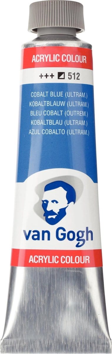 Van Gogh Acrylverf Blauw - Acrylpaint - 512 Kobaltblauw Ultramarijn - Acrylic Verf Paint - Acrylaatverf - Blauwe Hobbyverf - Watergedragen Verf - Sneldrogende Pigmentrijke Verf - 40ml