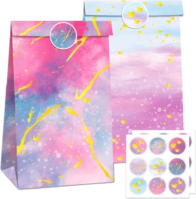 SnelShoppen - 30 Stuks Regenboog Cadeauzakjes - Kleurrijke Papieren Zakjes met 18 Stickers - Perfect voor Verjaardagen, Bruiloften, Feesten, Weggeefac
