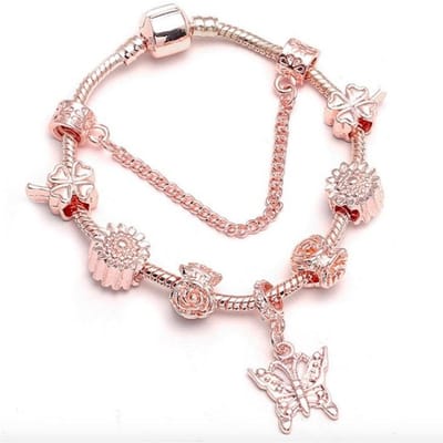 Bracelet à breloques en perles de verre de Murano Pb2 pour femmes, bracelet à chaîne serpent pour enfants, bijoux white