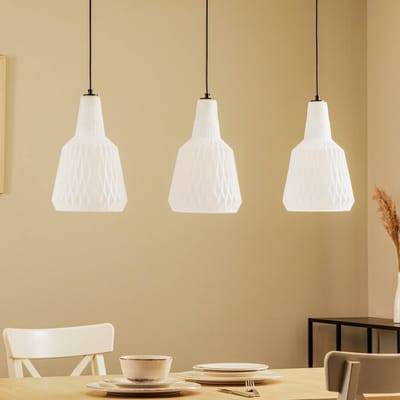 Lindby - hanglamp - 3lichts - Glas, metaal - H: 35 cm - E27 - opaal