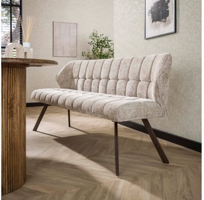 Eetkamerbank Raster - Hoven zand - bruin metaal - 180x58x81 cm