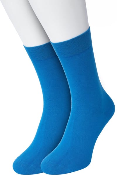 Bonnie Doon Basic Sokken Dames Blauw maat 36/42 - 2 paar - Basis Katoenen Sok - Gladde Naden - Brede Boord - Uitstekend Draagcomfort - Perfecte Pasvorm - 2-pack - Multipack - Effen - Oceaan Blauw - Ocean - OL834222.299