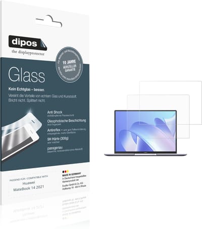 dipos – 2x Matte Pantserfolie geschikt voor Huawei MateBook 14 2021 | 9H Screenprotector