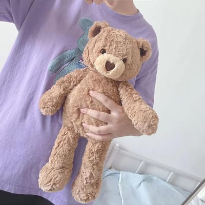Ours en peluche mignon bouclé en forme de cœur 40 cm Poupées ours à câliner Cadeau d'anniversaire pour enfants Oreiller Ours en peluche Maison Salon Chambre à coucher 40cm