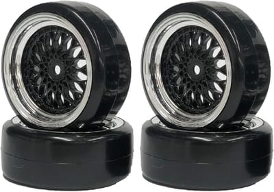 4 Stuks 1/10 RC Drift Auto Banden, 63mm Hard Drift Plastic Coating Wielen voor On-Road Racing, Geschikt voor Tamiya HSP HPI Kyosho, Perfect voor Drift en Racegebruik