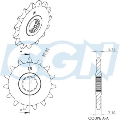 teknix versnellingsbak uitgaand tandwiel voor mbk 50 x-power motor 2003 tot 2012 15 tanden niet 420 nieuw