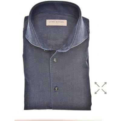 John Miller Overhemd Dynamic Denim Stretch Shirt Donker Blauw / male