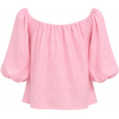 Modal Gemengde Blouse met Madonna Kraag en Rimpeldetail