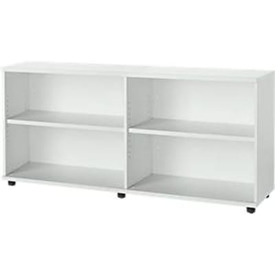 Schäfer Shop Select Boekenkast van hout, 2 legborden, B 1600 mm x D 421 x H 750 mm, lichtgrijs